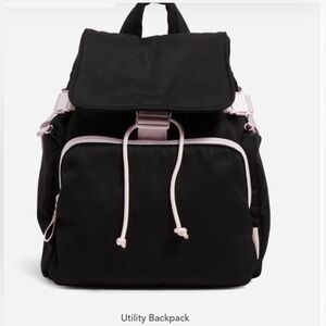 Vera Bradley Black & Pink Washable Recycled Cotton Utility Backpack MSRP$110 NWT
